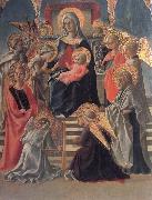 Fra Filippo Lippi Madonna and Child Enthroned with Angels,a Carmelite and other Saints oil on canvas